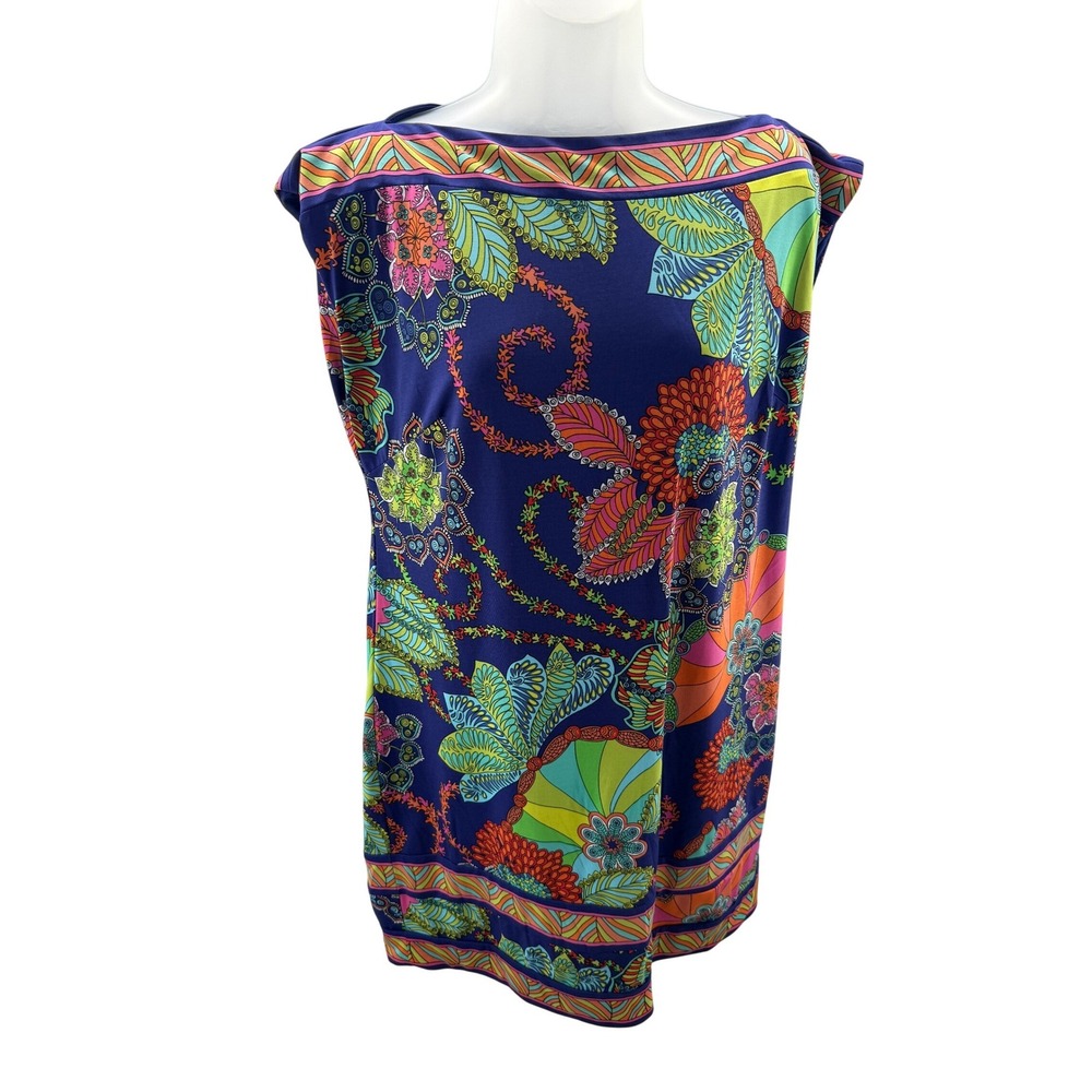 Trina Turk Womens Multicolor Boat Neck Shift Dress Lined Size 12